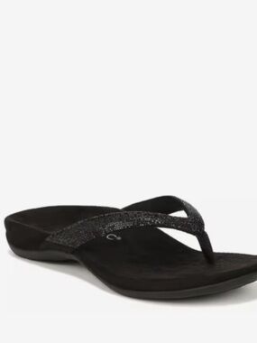 Vionic Black Glitter Thong Sandals